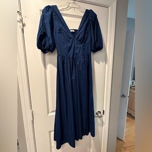 Sophisticated Navy Blue puff sleeve dress